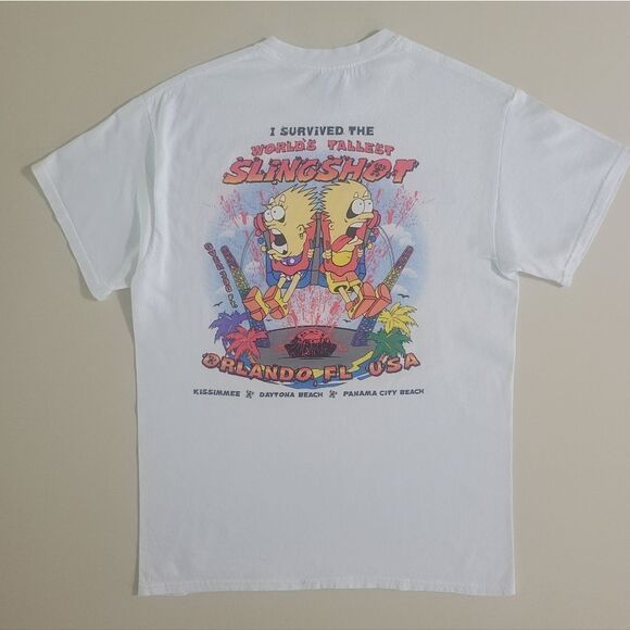 Gildan Men's White Crewneck Slingshot Souvenir Graphic Short Sleeve Tee - Picture 10 of 13